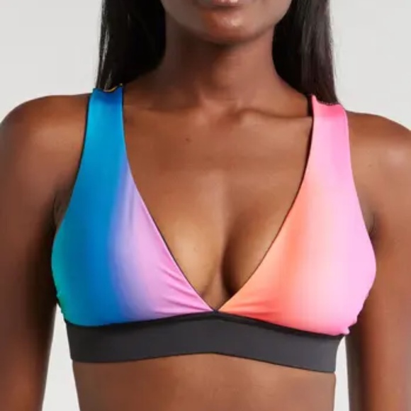 NEW tomboyx Reversible Plunge Swimsuit Top Multi-Colored - size small - Picture 1 of 6